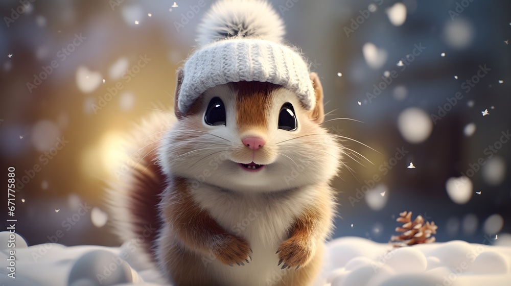 Cute Squirrel in Winter Snow Cute Squirrel in Winter Snow