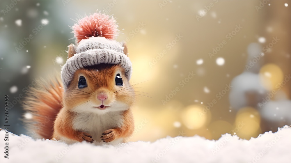 Cute Squirrel in Winter Snow Cute Squirrel in Winter Snow