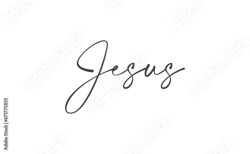Jesus calligraphic lettering. Jesus Christ lord message.