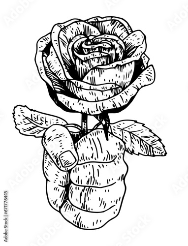 Schilderij op canvas Rose in fist vector illustration