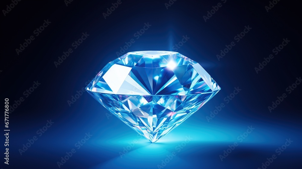 Close up of crystal blue diamond jewelry isolated background. AI generated image Close up of crystal blue diamond jewelry isolated background. AI generated image