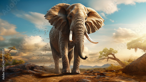 elephant in the savannah desert desktop wallpaper