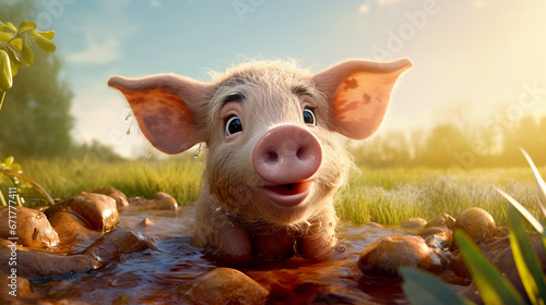 pigs in the field piggy small desktop wallpaper © Volodymyr