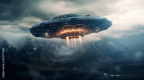 spaceship flying UFO alien over the earth desktop wallpaper