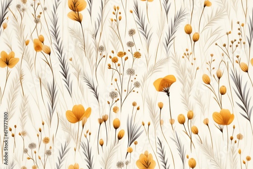 Fond de motif sans couture de prairie abstraite simpliste. IA générative, IA photo