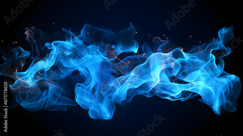 Blue and red flames mixture on a black background photo
