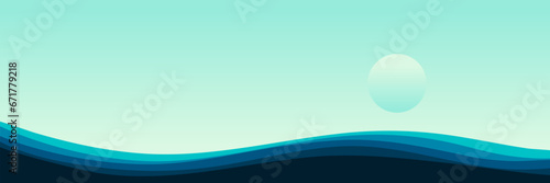 landscape blue sea horizon wavy line pattern vector design illustration good for wallpaper, backdrop, background, web banner, and design template