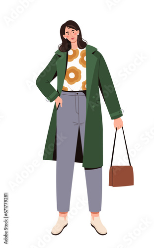 Woman in stylish clothes vector concept