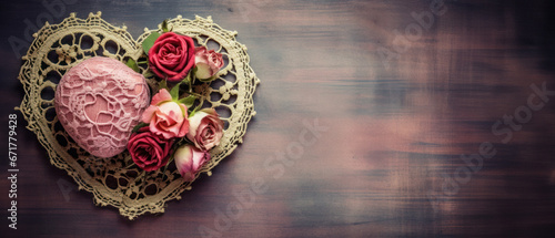 Silent love messages between hearts and flowers, Valentine's Day concept, banner.