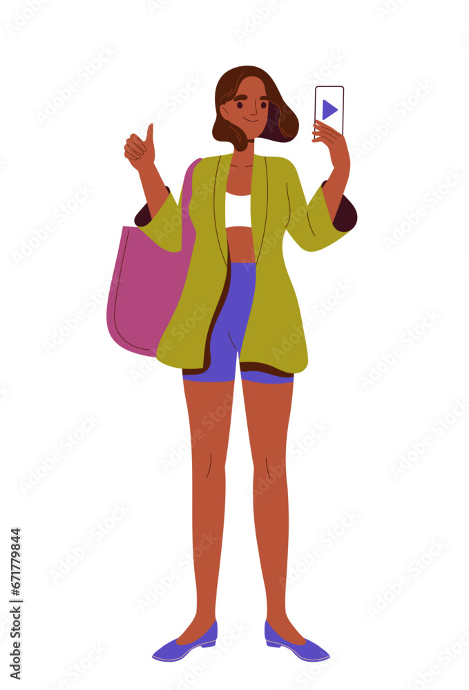 Happy person with smartphone vector Happy person with smartphone vector