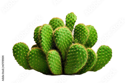Prickly pear blooming cactus bush, also known as Eve's Needle Cactus or Opuntia, is a species of cactus native to South America. PNG format with cutout or clipping path. 