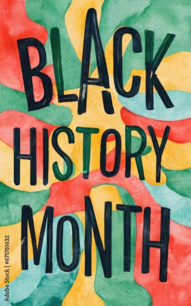 Black history month poster with text in pan African flag colors. Stock ...