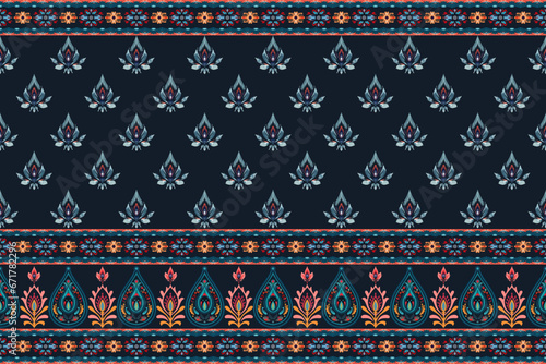 Abstract ethnic pattern flower design. Aztec fabric boho mandalas textile wallpaper. Tribal native motif African American sari elegant embroidery vector background 