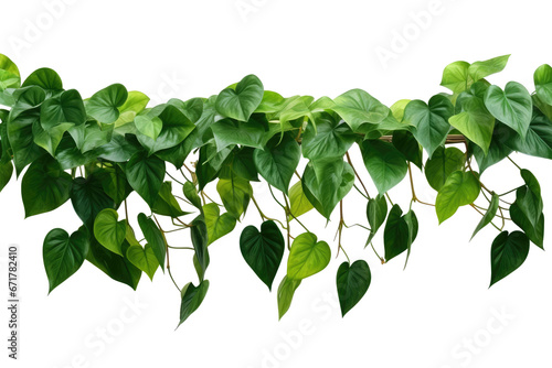 vine green ivy plant, leaves tropic hanging, border decoration plant. Isolated on a transparent background. PNG, cutout, or clipping path. 