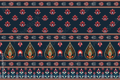 Abstract ethnic pattern flower design. Aztec fabric boho mandalas textile wallpaper. Tribal native motif African American sari elegant embroidery vector background  photo