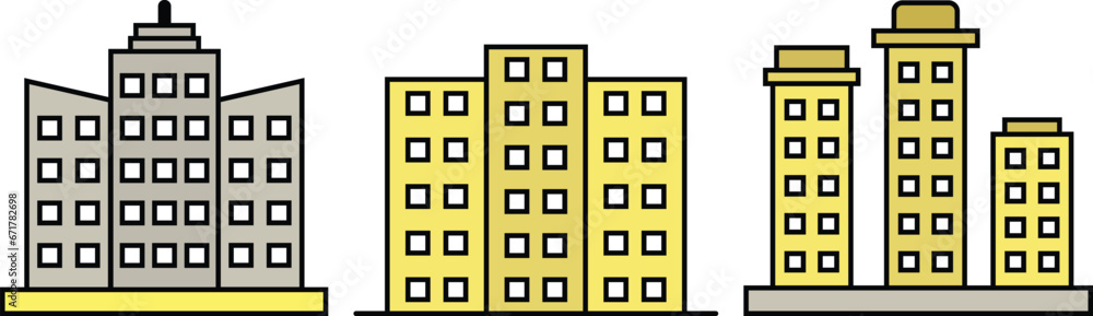Flat houses icons collection. Home vector image to be used in web applications, mobile applications and print media. Vector illustration