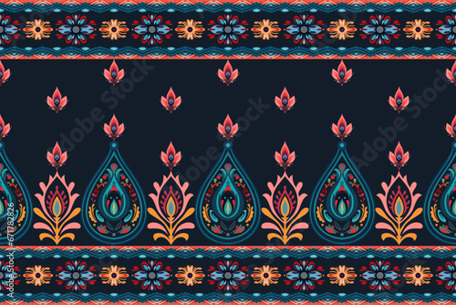 Abstract ethnic pattern flower design. Aztec fabric boho mandalas textile wallpaper. Tribal native motif African American sari elegant embroidery vector background 