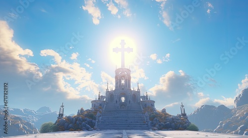 cross and church against the background of sky and clouds © Светлана Канунникова