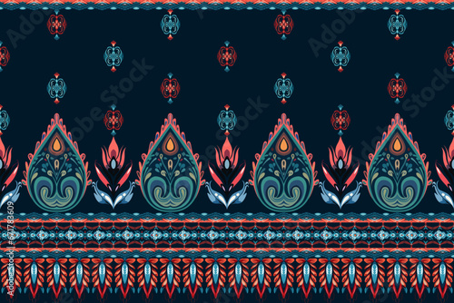 Abstract ethnic pattern flower design. Aztec fabric boho mandalas textile wallpaper. Tribal native motif African American sari elegant embroidery vector background 