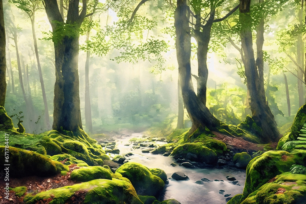 Obraz premium Nature landscape background by Generative AI