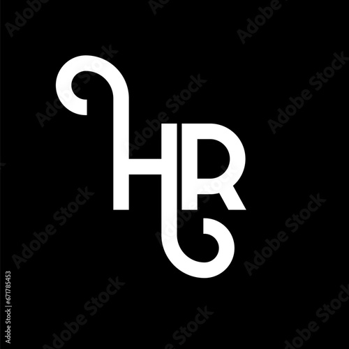 HR letter logo design on black background. HR creative initials letter logo concept. HR letter design. HR white letter design on black background. H R, h r logo