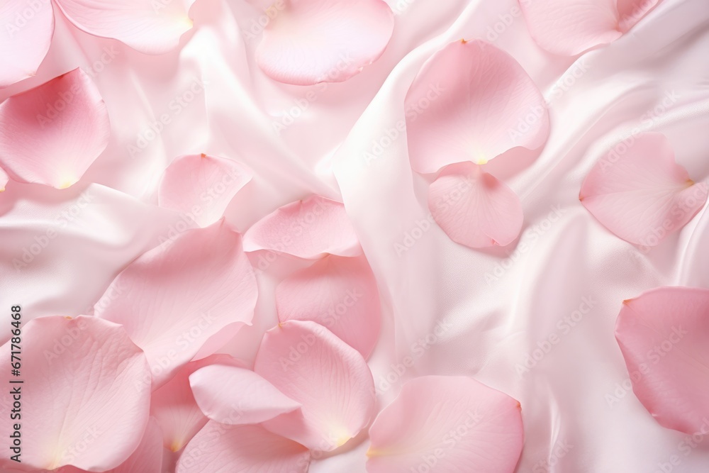 Obraz premium pink satin, silk fabric with rose petals texture background