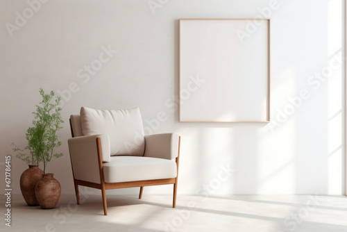 armchair in a room, interior mockup, living room mock-up, modern beige room mock up, empty wall mock-up, blank wall mockup, cosy chair mockup