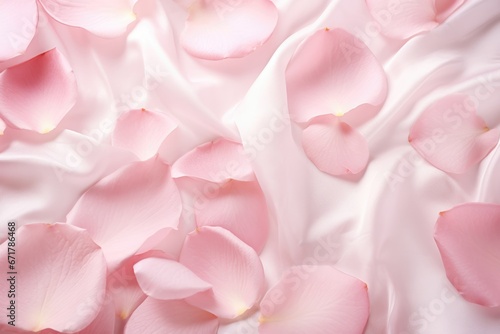 pink satin  silk fabric with rose petals texture background