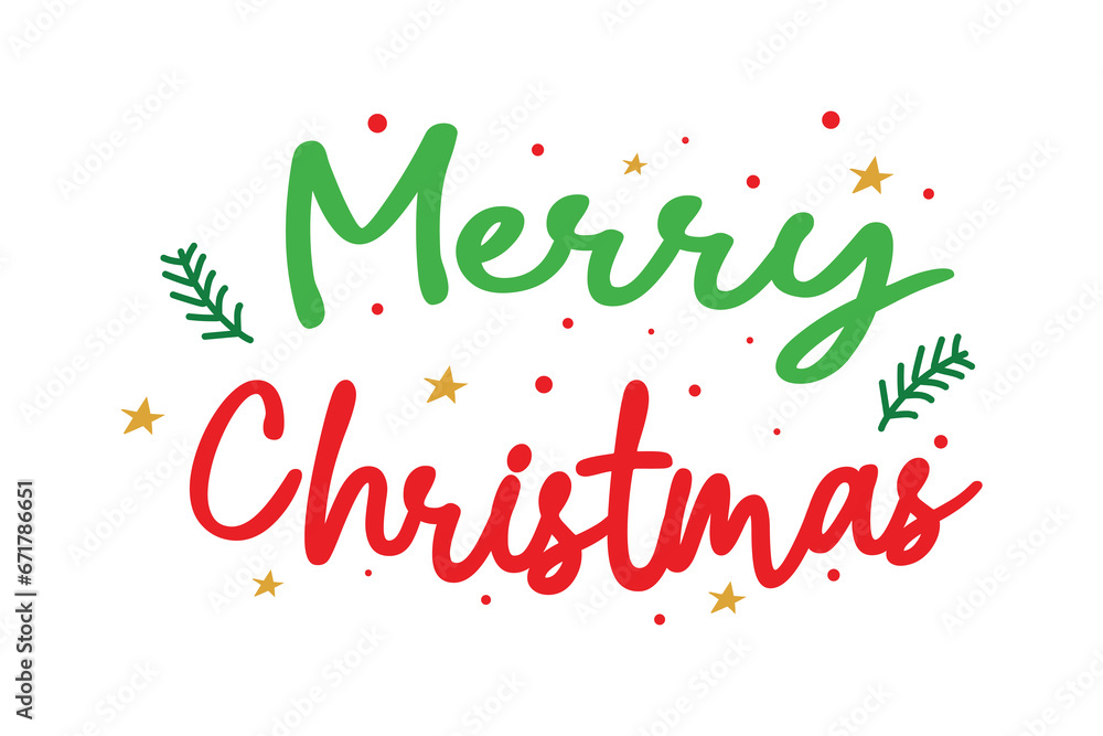 The inscription Merry Christmas on a white background in red and green colors.