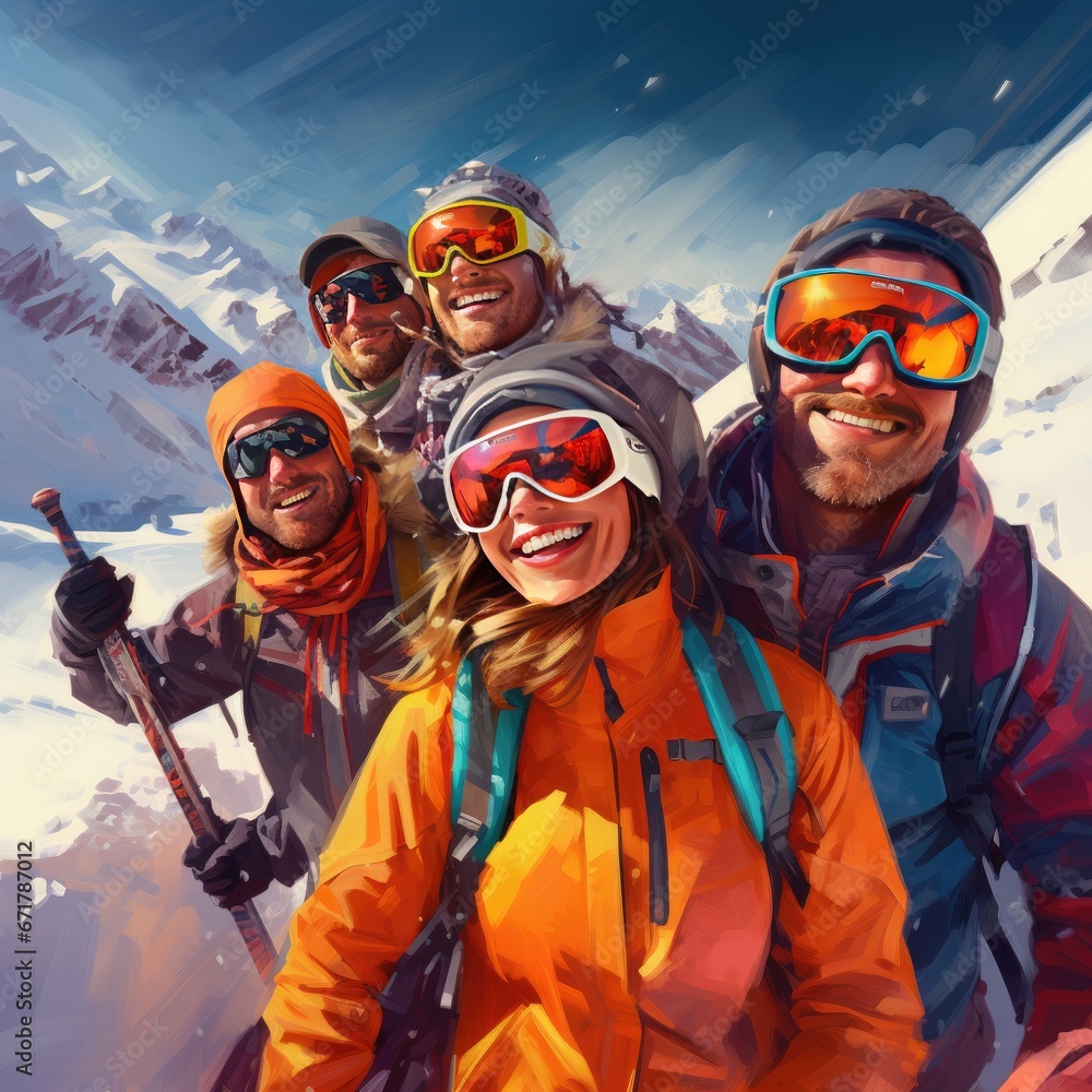 a group of friends enjoying in the snow a group of friends enjoying in the snow
