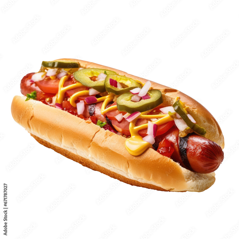 hot dog with mustard, PNG, cutout, or clipping path, isolated on a transparent background.
hot dog with mustard, PNG, cutout, or clipping path, isolated on a transparent background.