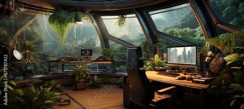 Modern sci-fi futuristic interior office design and architecture. The most inspiring residential architecture.