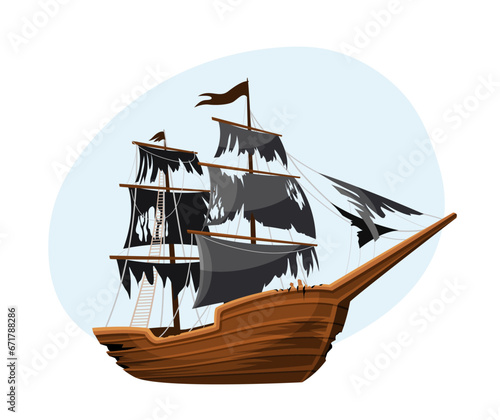 Old pirate ship vector sticker