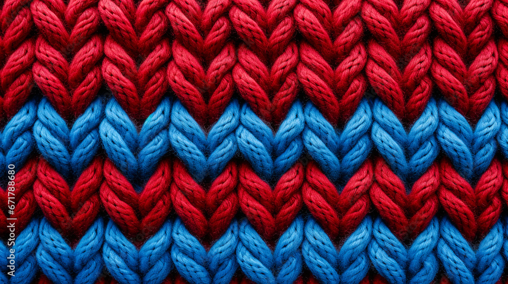 Surface en tricot rouge et bleu