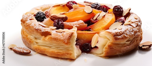 Create a pie that has a ring shape and includes ingredients such as apple apricots cranberry and raisins
