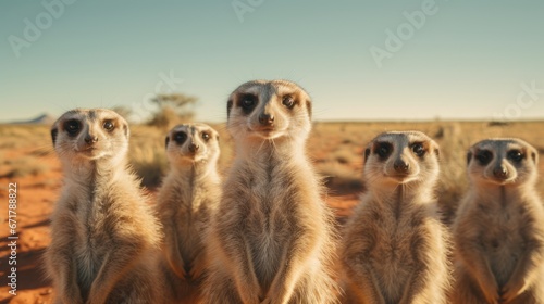 Adorable Meerkats Standing Guard in the Kalahari Desert