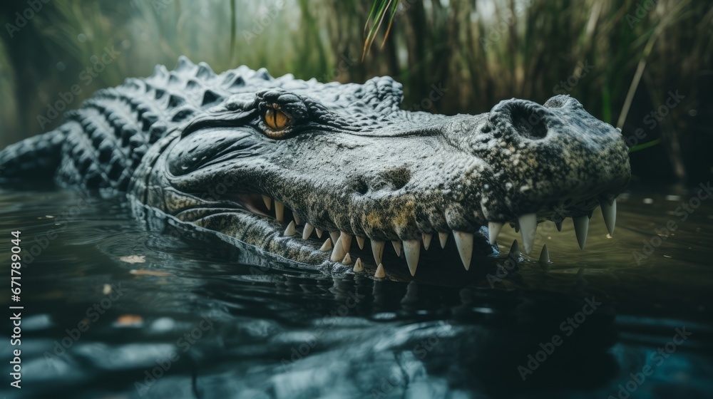 Serene River with Lurking Nile Crocodile Serene River with Lurking Nile Crocodile