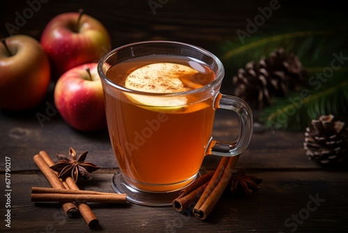 Deliciously inviting caramel apple cider served in a cozy setting with autumnal accents