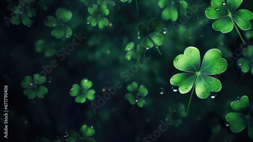 St. Patrick's Day banner, four leaf clover