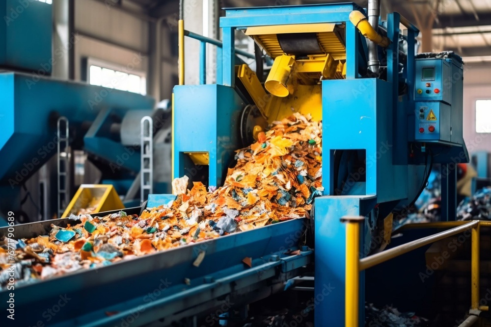 Sorting garbage using rotating device for plastic waste separation