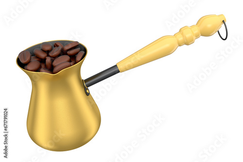 Wallpaper Mural Turkish coffee cooked in sand or maker cezve with coffee bean on white Torontodigital.ca