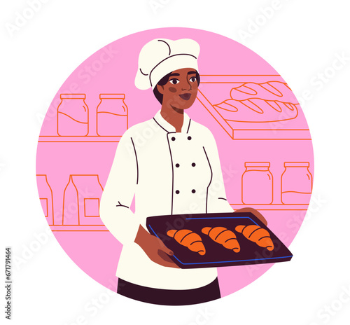 Restaurant worker at workplace vector