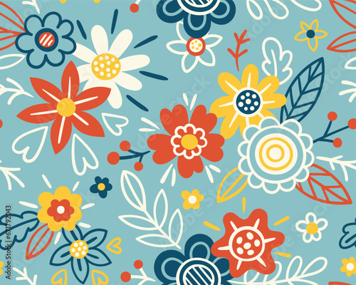 Scandic floral seamless pattern vector