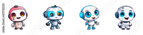 Cute robot set. Cartoon vector illustration