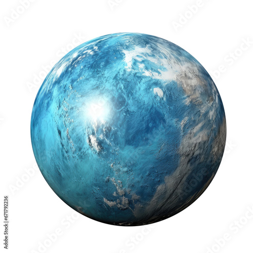 realistic Neptune planet in deep space with surrounding them ,blue planet , orbiting the Milky Way galaxy, isolated with a clipping path on a white background

