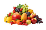 Collection of a bunch of various fresh, colorful fruits, isolated on a transparent background.	
