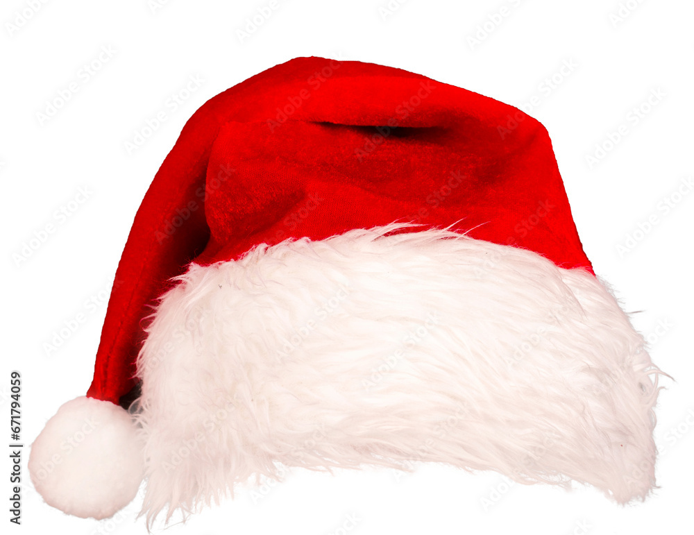 산타모자, 크리스마스모자 santa hat, isolated PNG - obrazy, fototapety, plakaty 