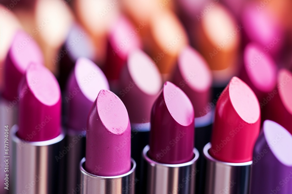 Array of Repurposed Lipsticks in Vivid Hues and Soft Focus