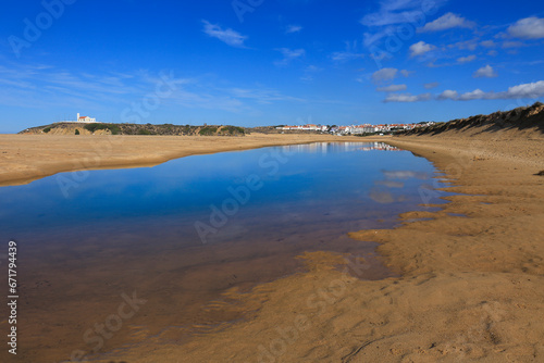 Beautiful Das Furnas beach with golden sand in Portugal