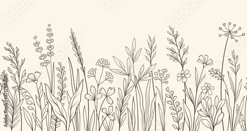 Hand drawn grass vector concept